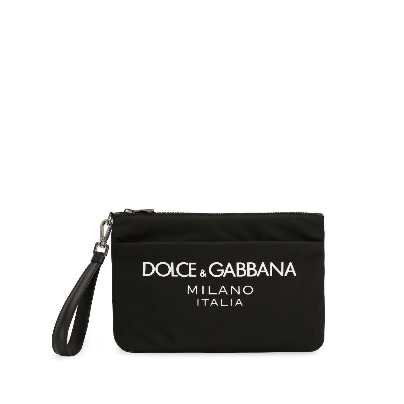 Dolce & Gabbana Nylon pouch with rubberized logo Small Leather Goods