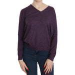 BYBLOS Purple V-neck Long Sleeve Pullover Top TSH3898-XXL