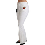 Dolce & Gabbana White Heart Flared Stretch Cotton Pants PAN70897-38
