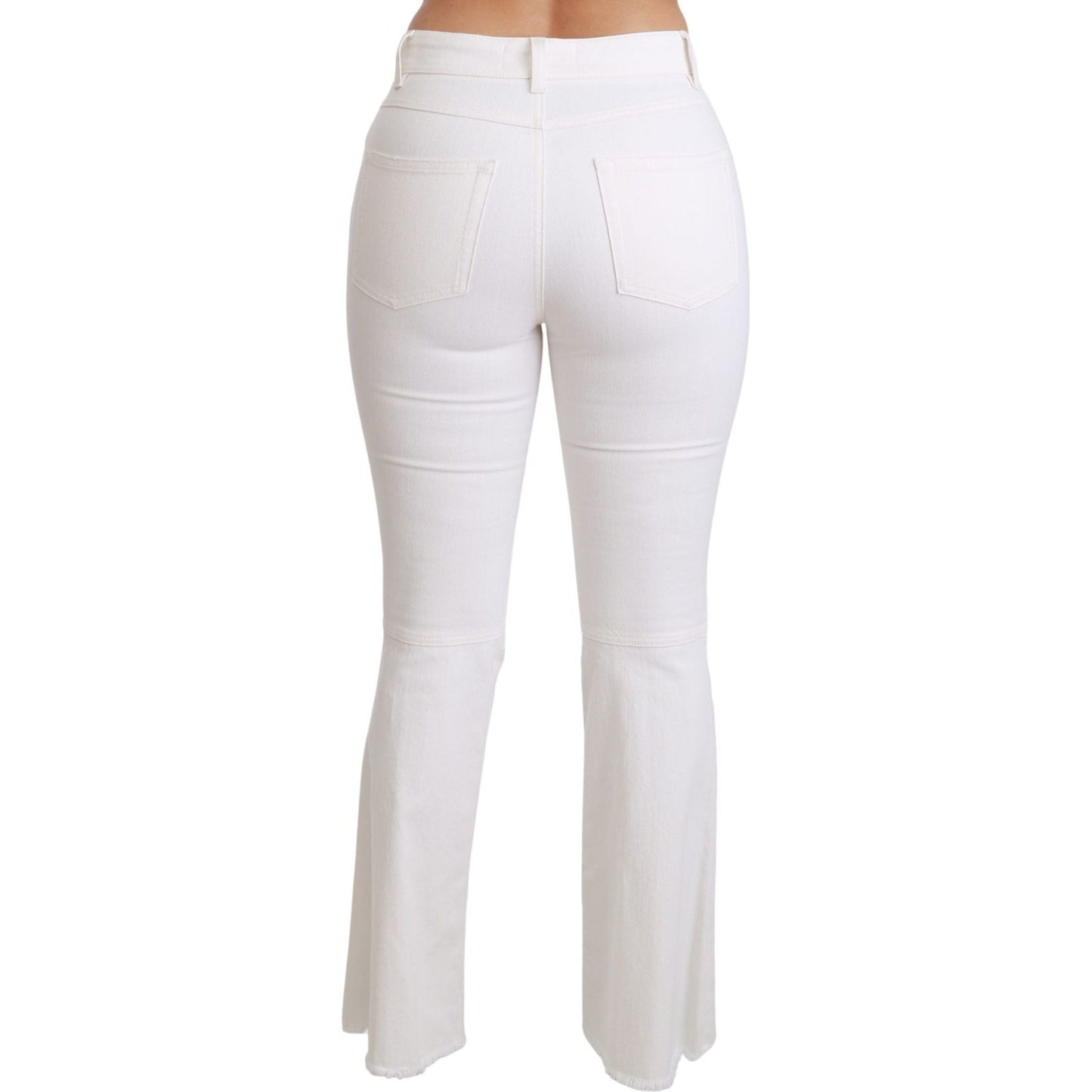 Dolce & Gabbana White Heart Flared Stretch Cotton Pants PAN70897-38