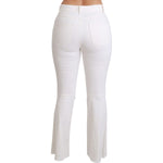 Dolce & Gabbana White Heart Flared Stretch Cotton Pants PAN70897-38