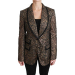 Dolce & Gabbana Gold Black Lace Blazer Coat Floral Jacket JKT2562-44