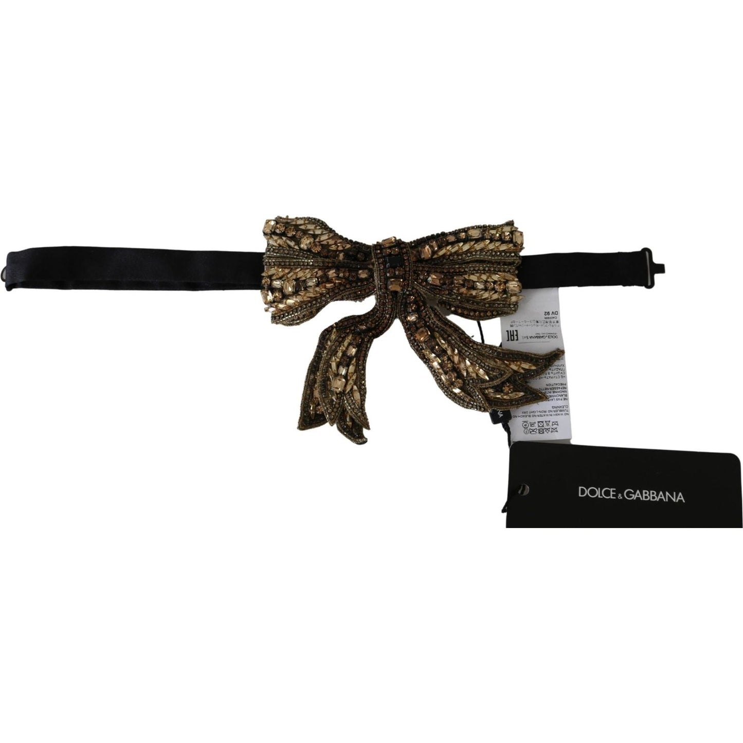 Dolce & Gabbana Gold Crystal Beaded Sequined 100% Silk Catwalk Necklace SMY100315