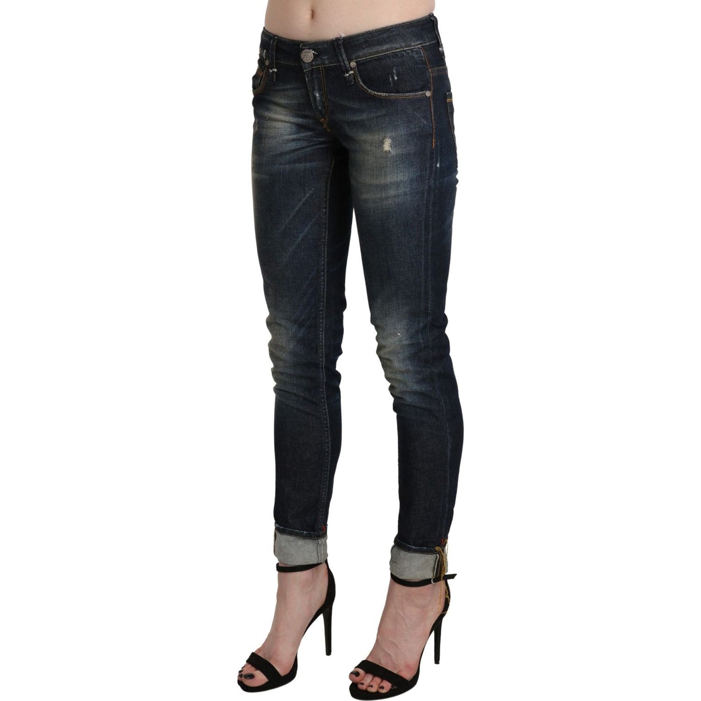 Acht Blue Washed Low Waist Skinny Cropped Denim Pant PAN71222-26
