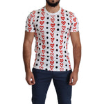 Dolce & Gabbana White Hearts Print Cotton Men Top T-shirt TSH5472-48