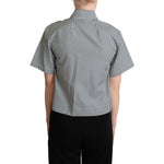 Dolce & Gabbana White Green Cotton Check Shirt Blouse Top TSH5975 -38