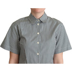 Dolce & Gabbana White Green Cotton Check Shirt Blouse Top TSH5975 -38