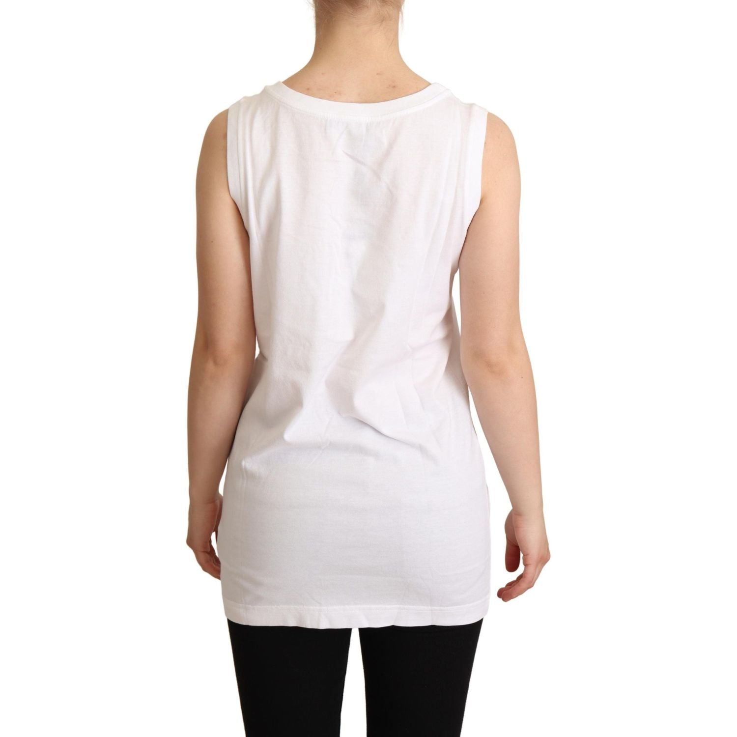 Dolce & Gabbana White La Moda Crystal Tank Top T-shirt