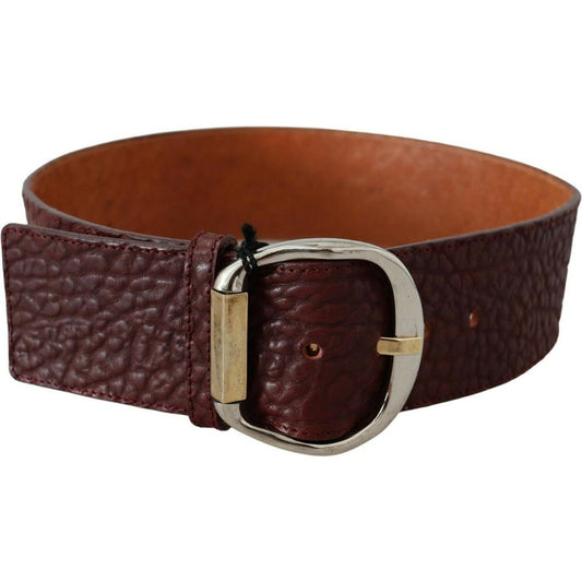 GF Ferre Bordeaux Wide Leather Waist Gold Silver Belt