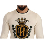 Dolce & Gabbana White Heraldic Cashmere Pullover Sweater TSH6578 -44