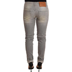 Acht Gray Cotton Slim Fit Folded Hem Women Denim Pant PAN71200- 40