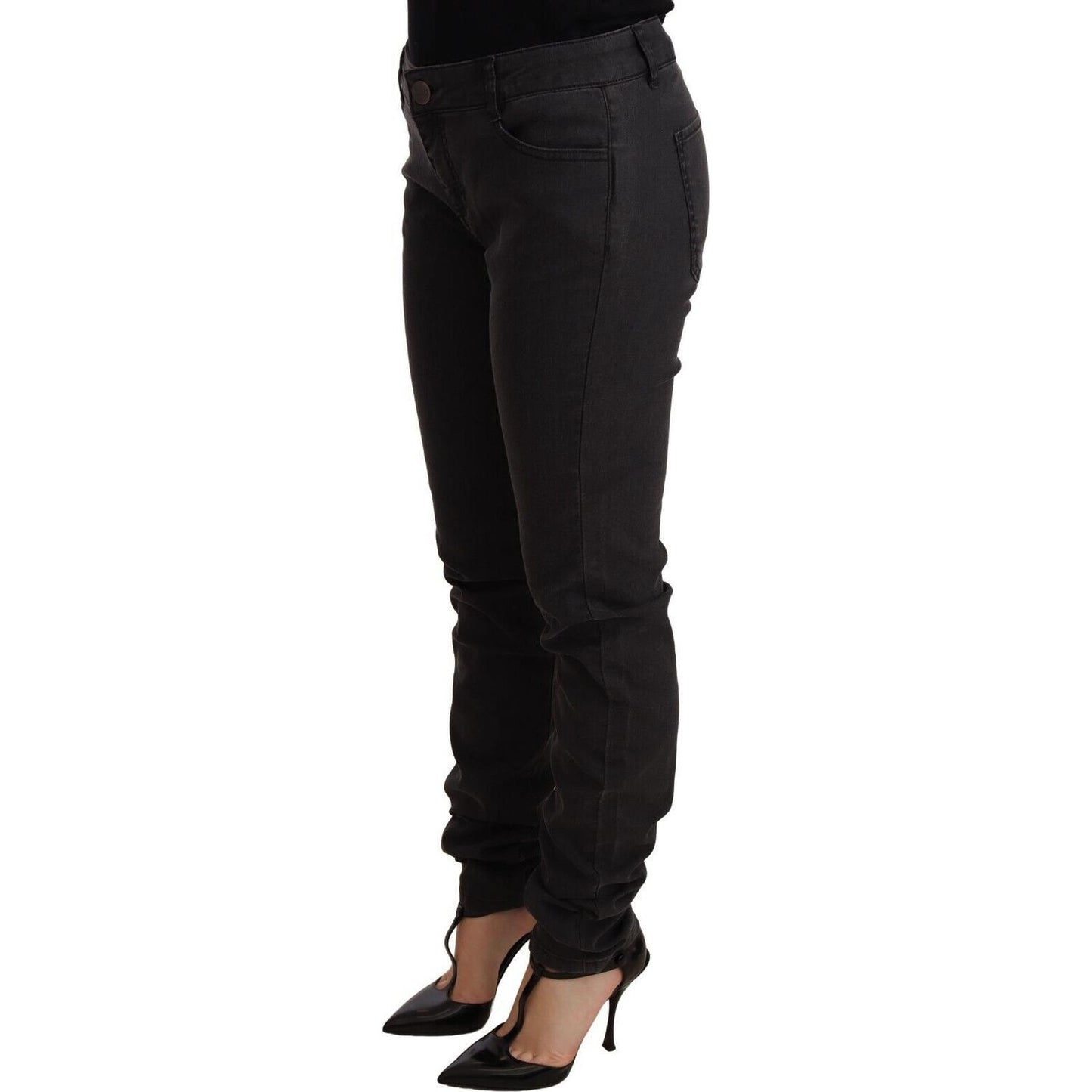PINKO Black Cotton Stretch Skinny Mid Waist Women Denim Jeans Jeans & Pants