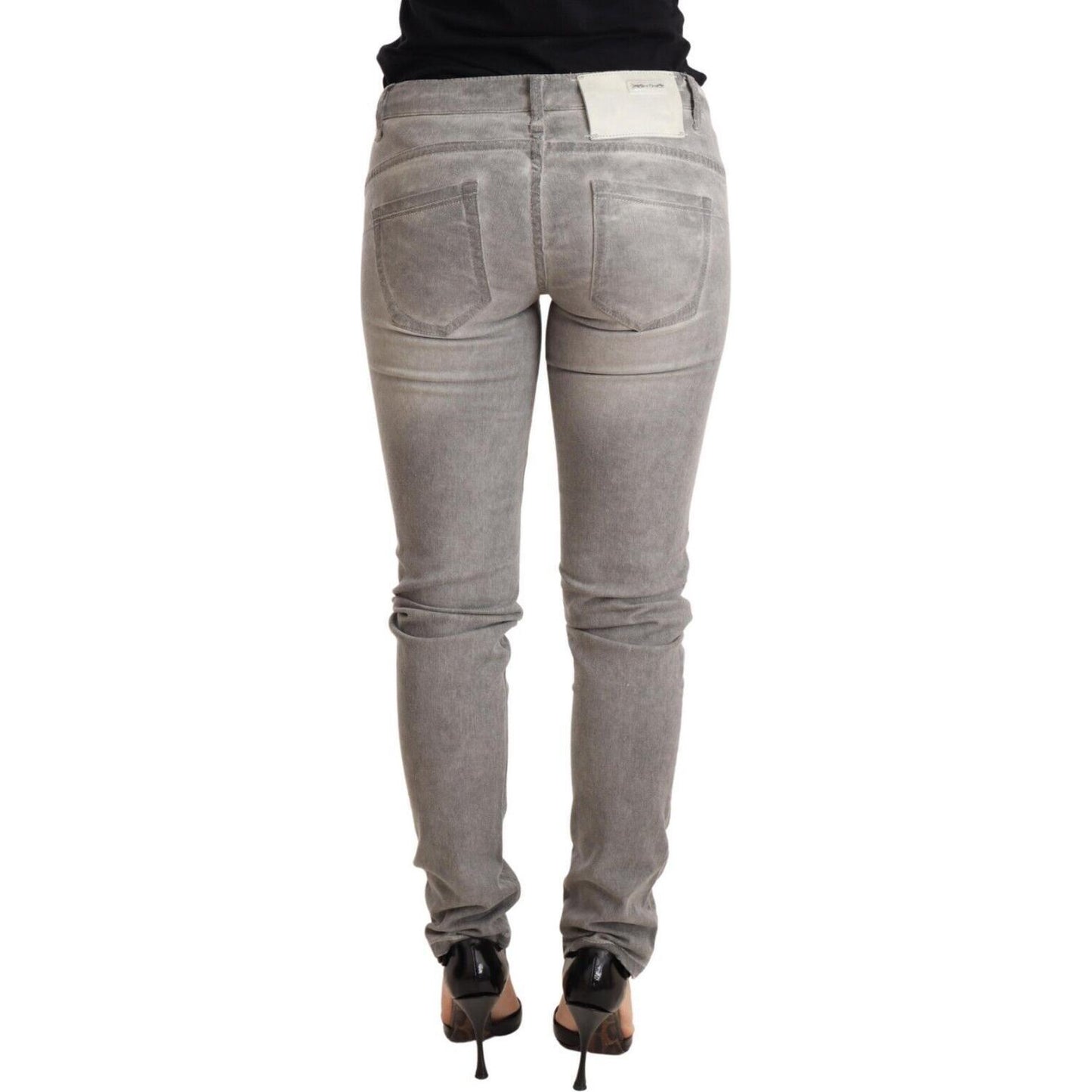 Acht Light Gray Washed Cotton Slim Fit Denim Women Trouser Jeans PAN71806-26