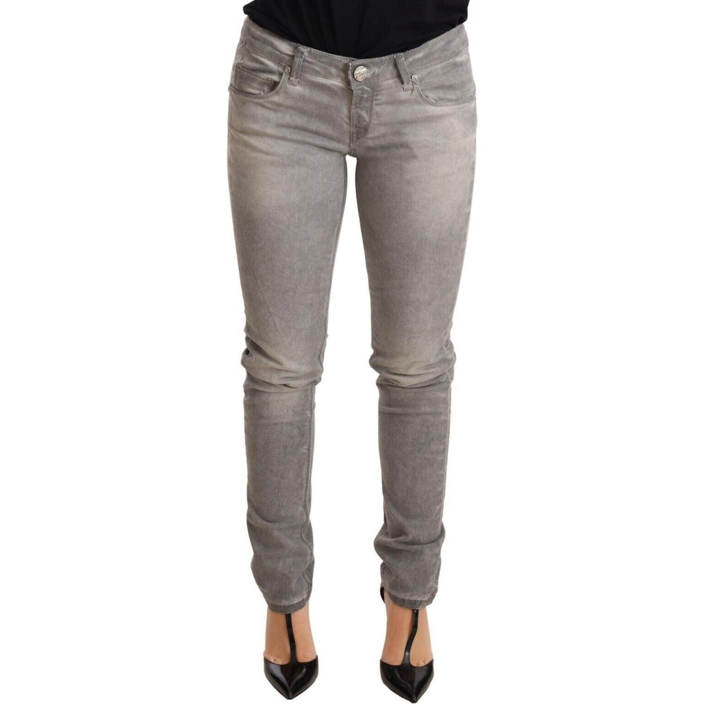 Acht Light Gray Washed Cotton Slim Fit Denim Women Trouser Jeans PAN71806-26