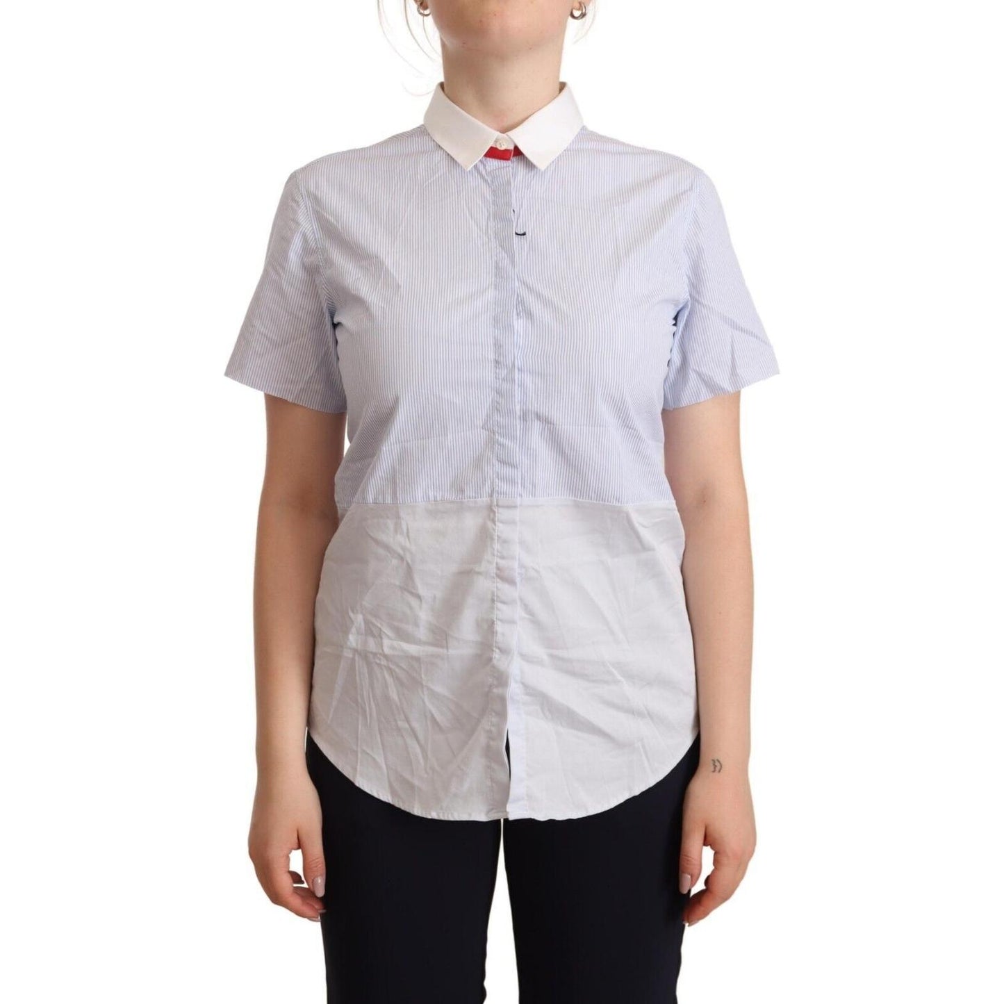 AGLINI Light Blue Cotton Short Sleeves Collared Polo Top TSH6903 - 46
