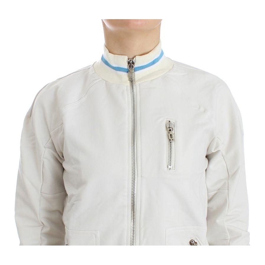 John Galliano White Mock Zip Cardigan Sweatshirt Sweater SIG12525-3