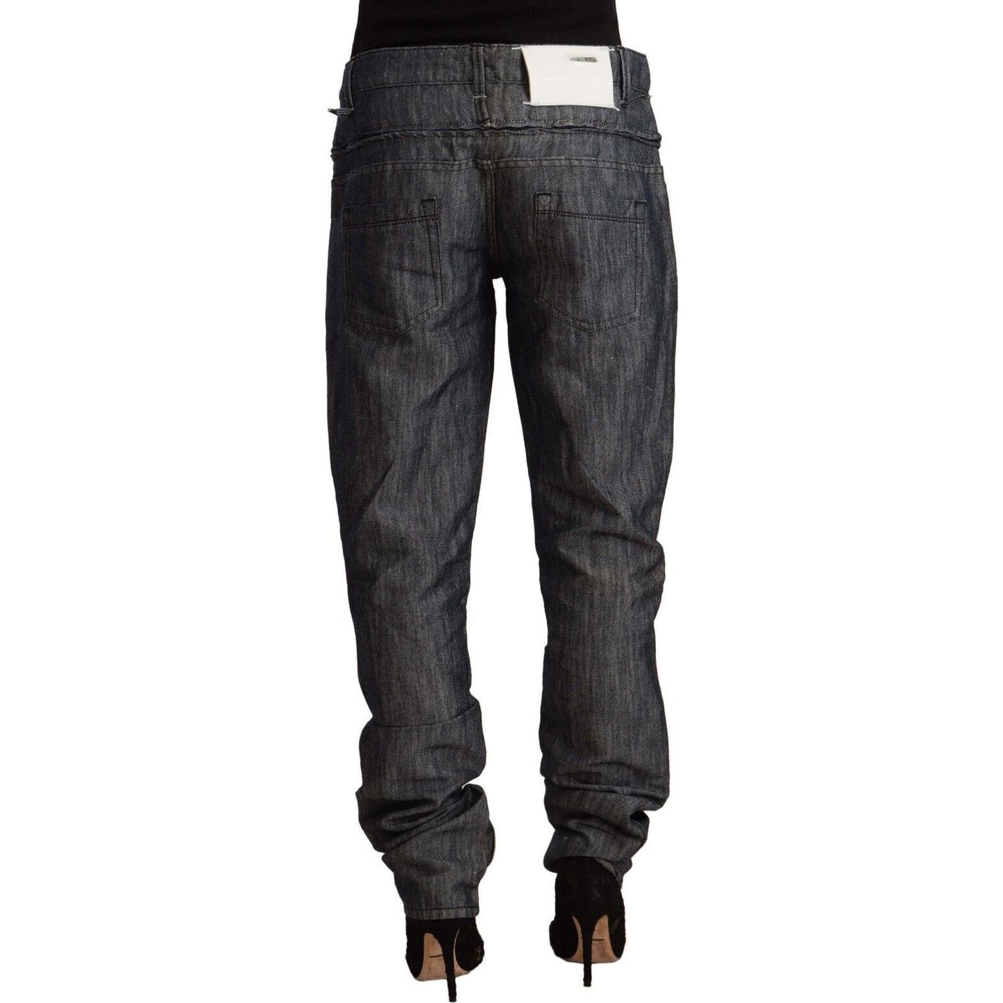 Acht Dark Gray Ramie Mid Wide Waist Straight Denim Jeans PAN71249 - 26