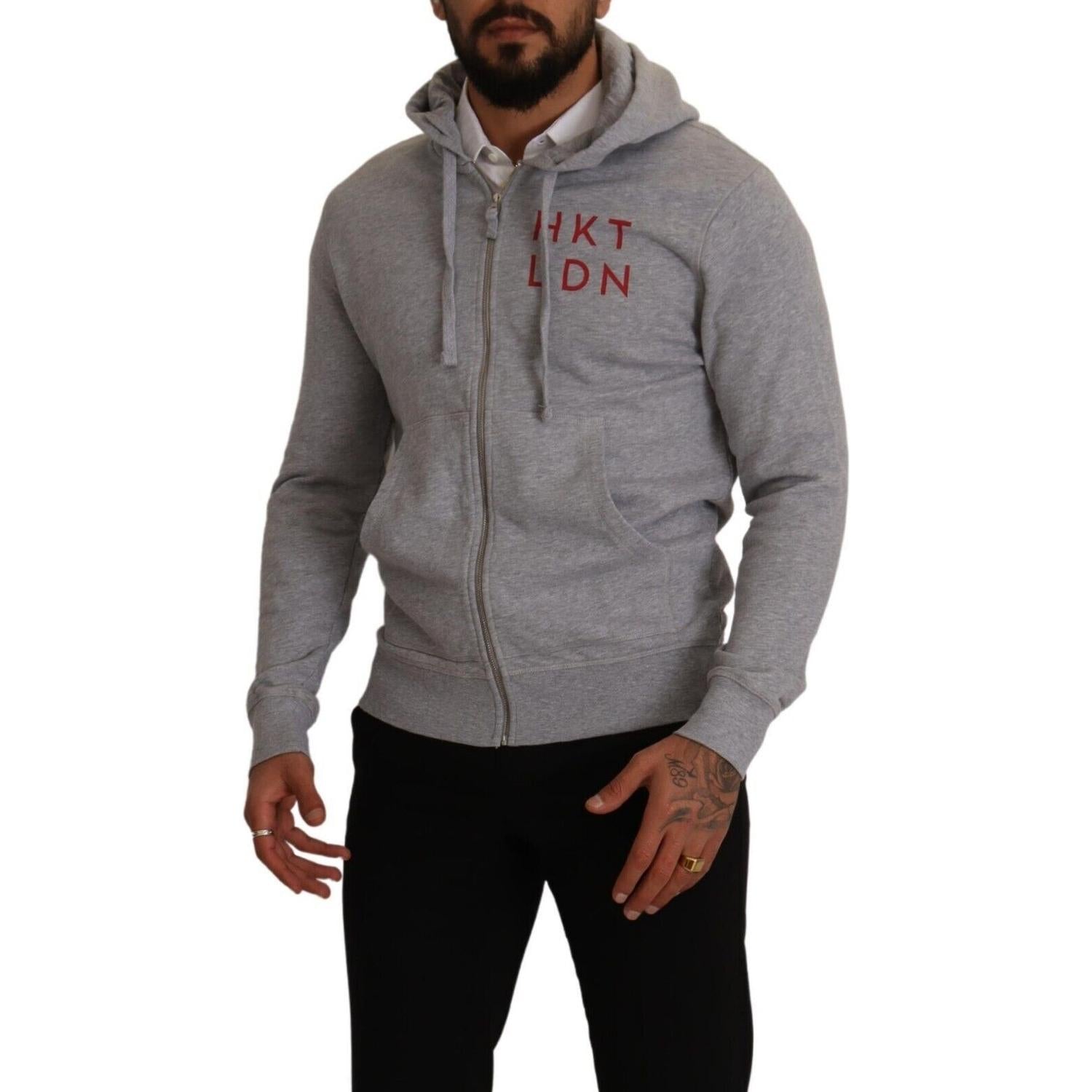 Hackett Gray Full Zip Hooded Cotton Sweatshirt Sweater