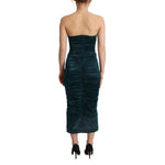 Dolce & Gabbana Turquoise Bustier Bodice Draped Midi Dress DR28617 - 44