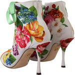 Dolce & Gabbana White Jersey Stretch Boots Open Toes Heels Shoes LA9805- 37.5