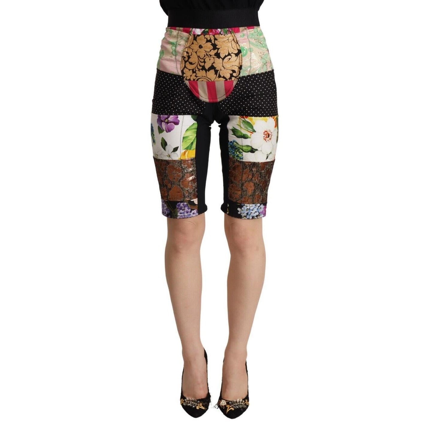Dolce & Gabbana Multicolor Patchwork High Waist Cropped Pants PAN72832 - 38