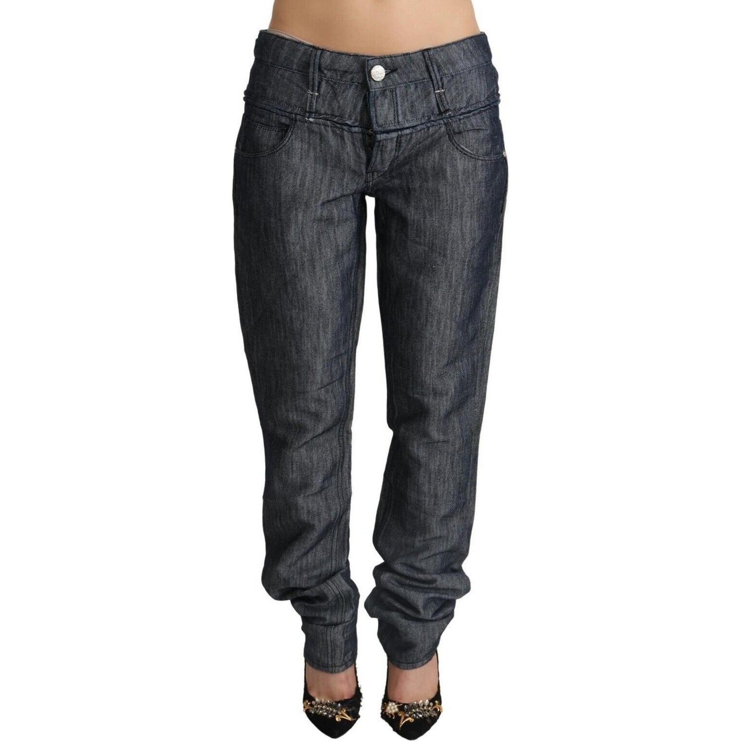 Acht Dark Gray Ramie Mid Wide Waist Straight Denim Jeans PAN71813 - 26
