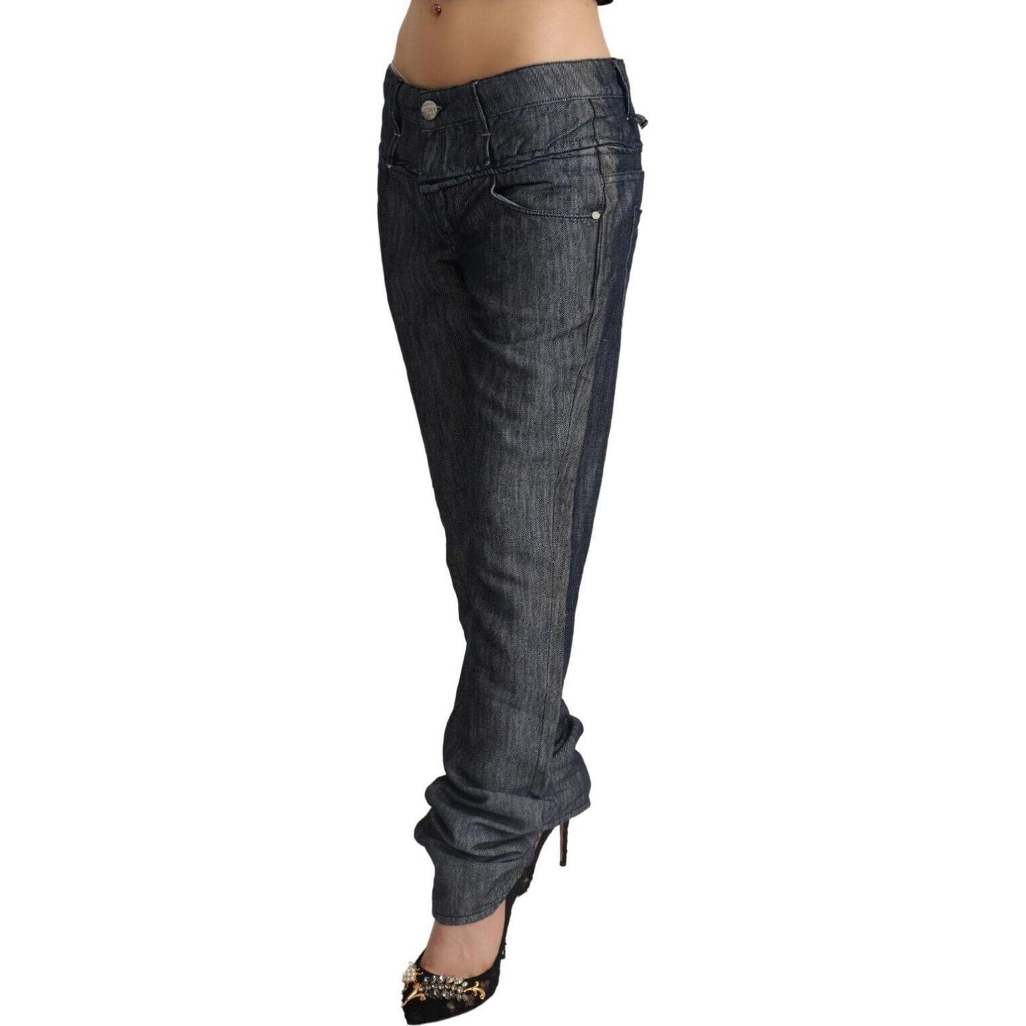 Acht Dark Gray Ramie Mid Wide Waist Straight Denim Jeans PAN71813 - 26