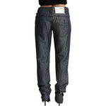 Acht Dark Gray Ramie Mid Wide Waist Straight Denim Jeans PAN71813 - 26