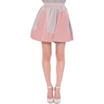 Comeforbreakfast Pink Gray Mini Short Pleated Skirt MOM10048-1