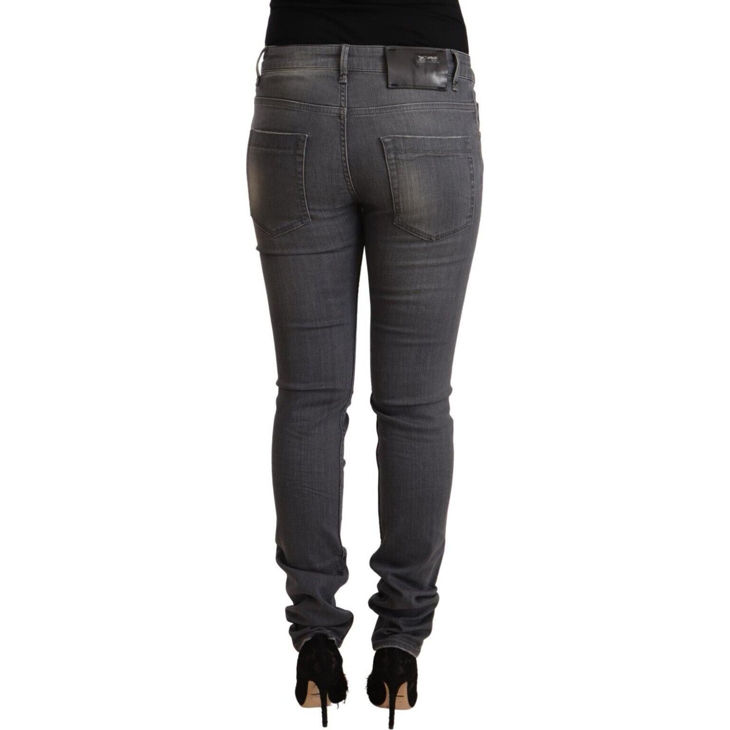 Acht Dark Gray Washed Cotton Denim Skinny Jeans PAN71839 - 34