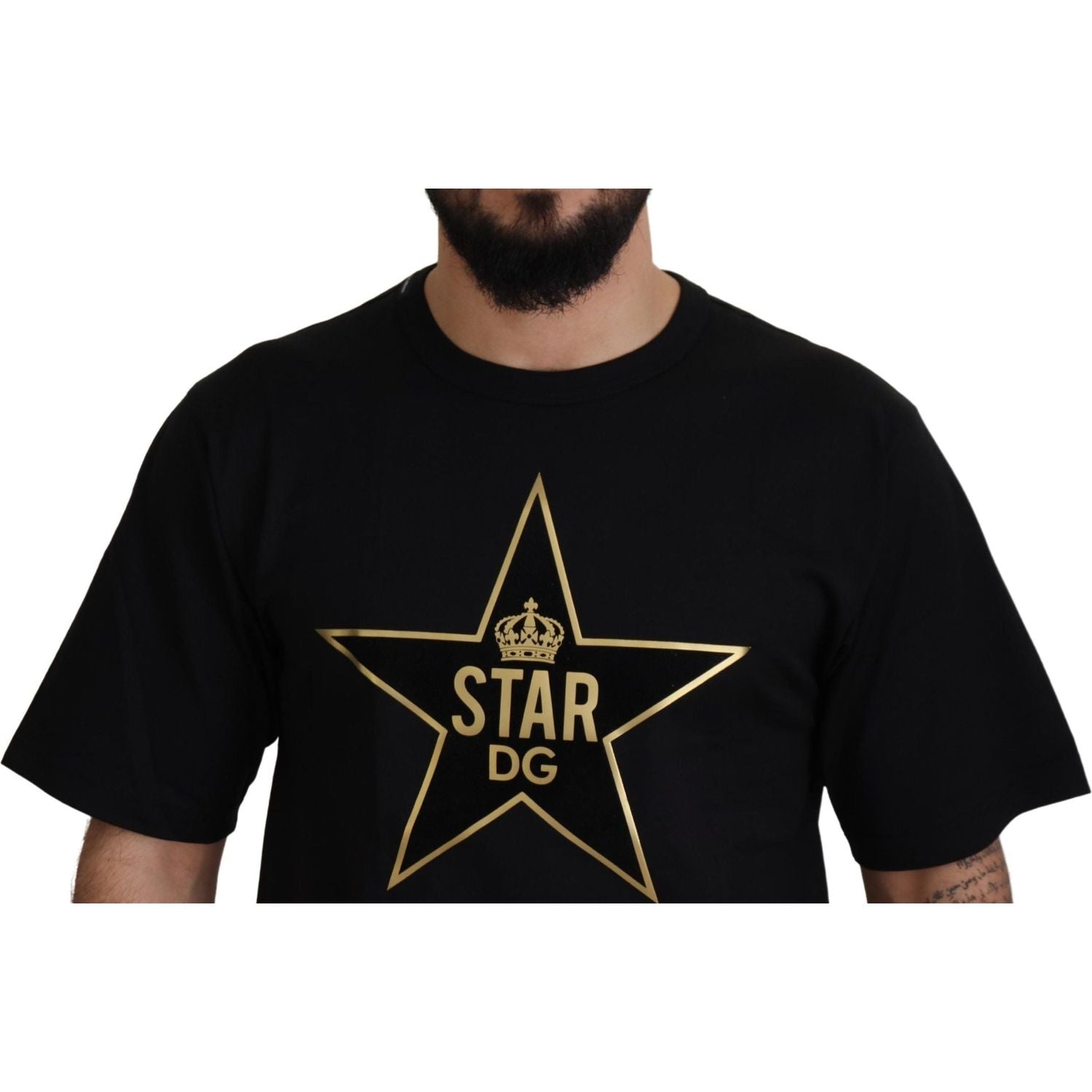 Dolce & Gabbana Black Gold STAR Crown DG Cotton Crewneck T-shirt