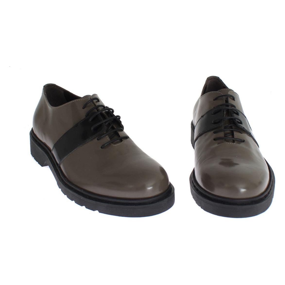 AI_ Gray Brown Leather Laceups Shoes MOM26013-2