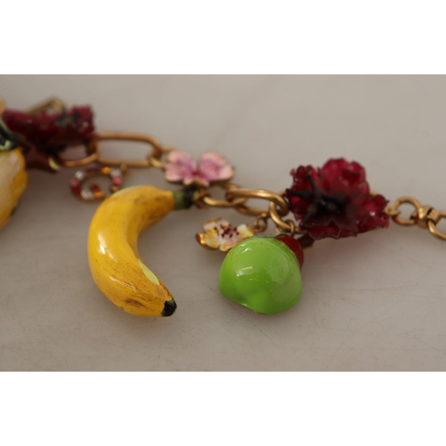 Dolce & Gabbana Gold Brass Sicily Fruits Roses Statement Necklace SMY100949