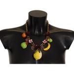 Dolce & Gabbana Gold Brass Sicily Fruits Roses Statement Necklace SMY100949