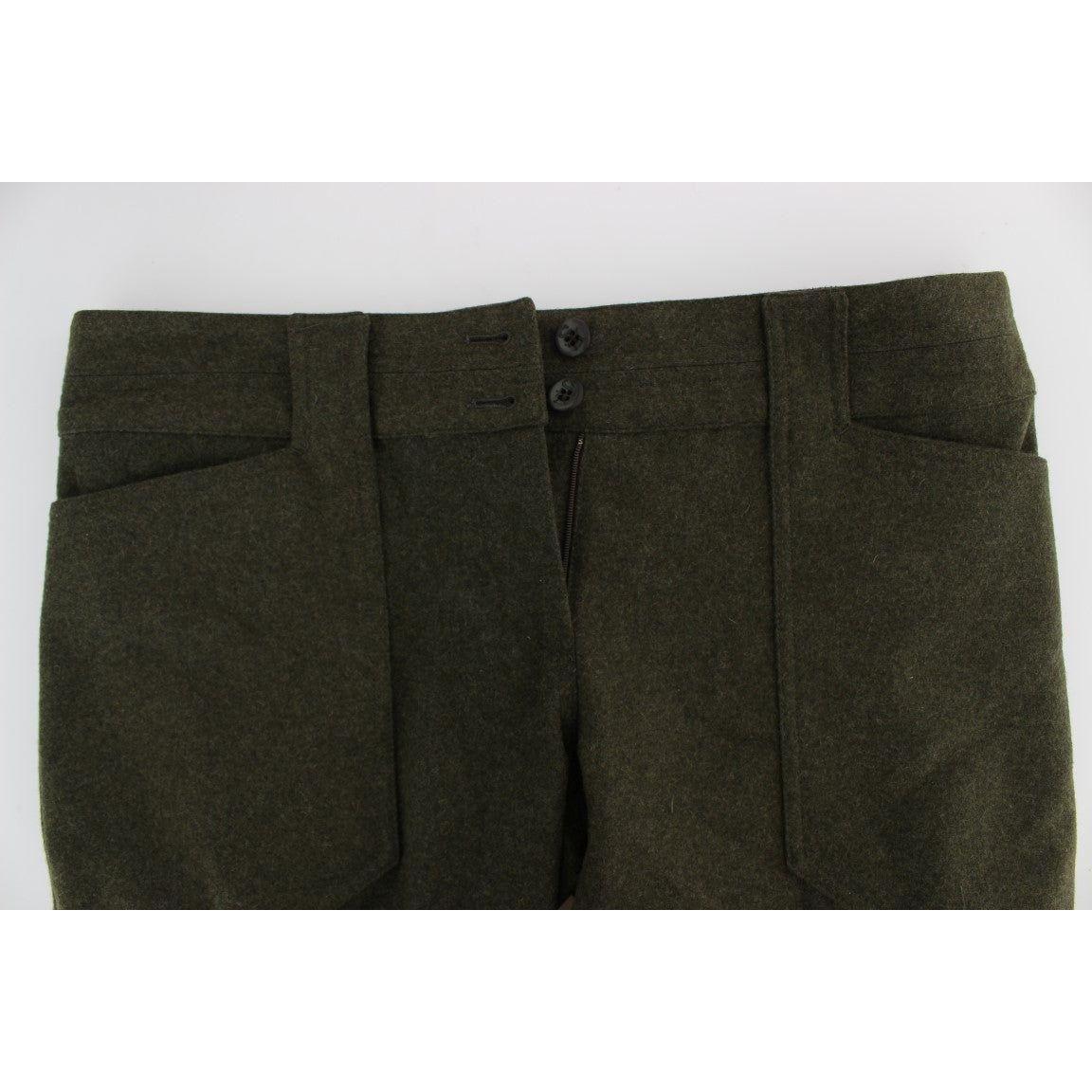Ermanno Scervino Green Wool Blend Loose Fit Cargo Pants SIG30296-3