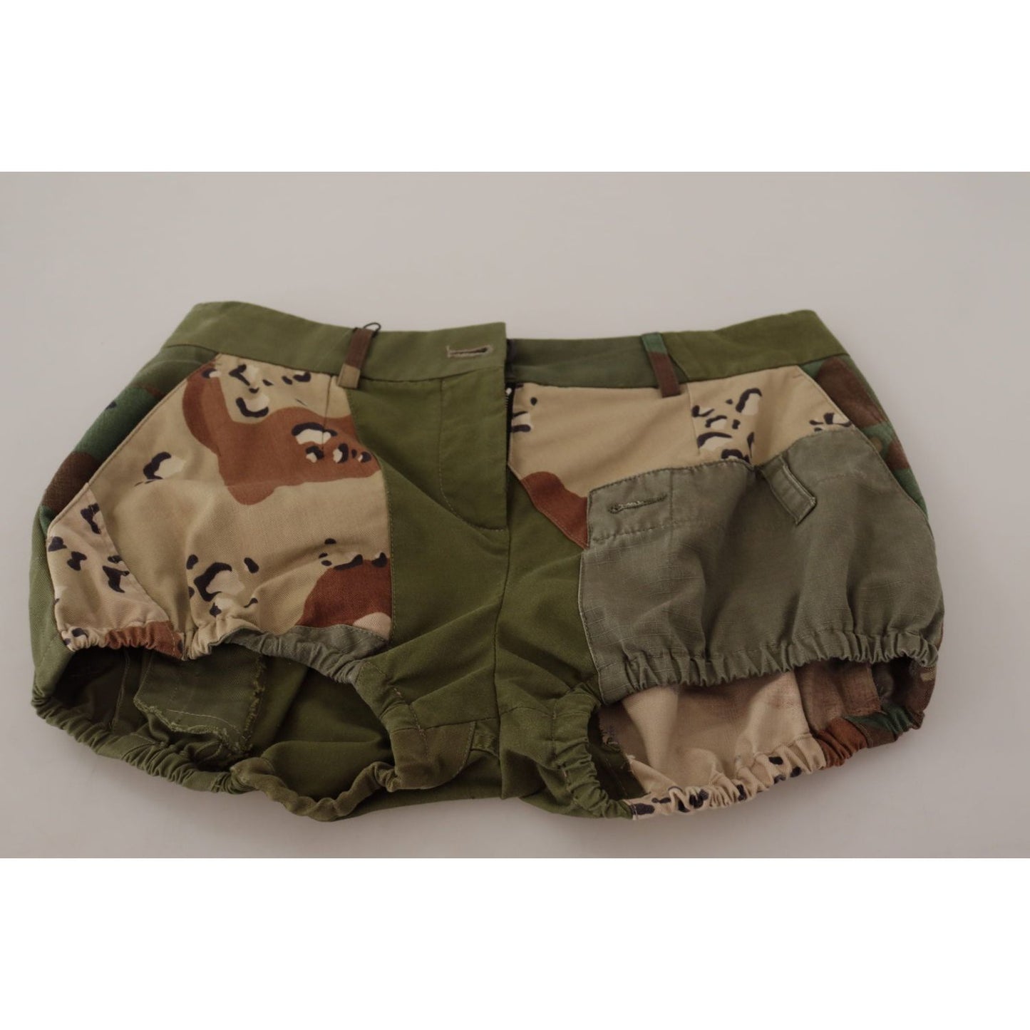 Dolce & Gabbana Green High Waist Hot Pants Cotton Army Shorts SKI1833- 40