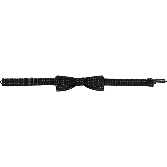 Dolce & Gabbana Black Silk Patterned Neck Papillon Accessory Bow Tie