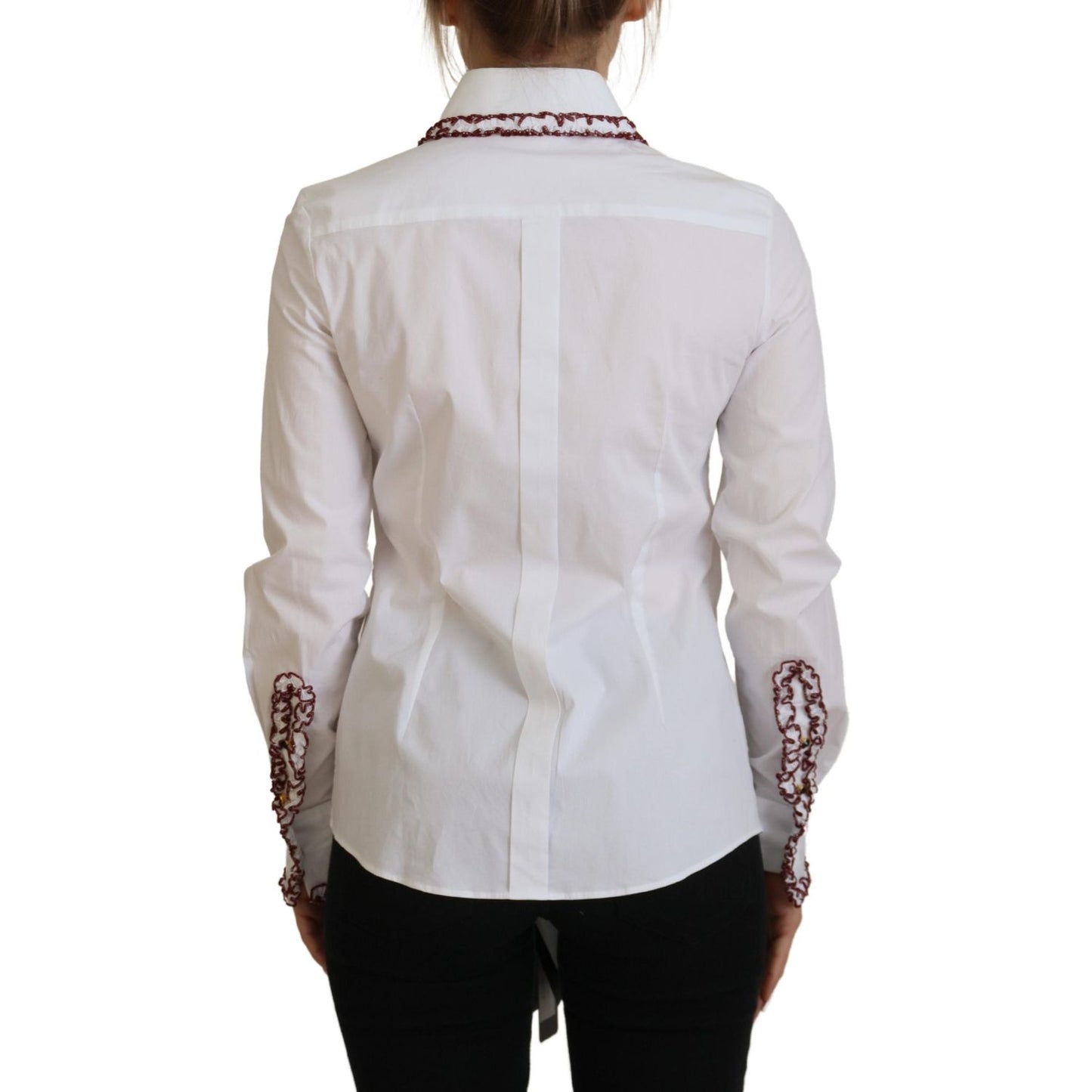 Dolce & Gabbana White Lace Long Sleeves Ruffle Collar Top TSH82991 - 38