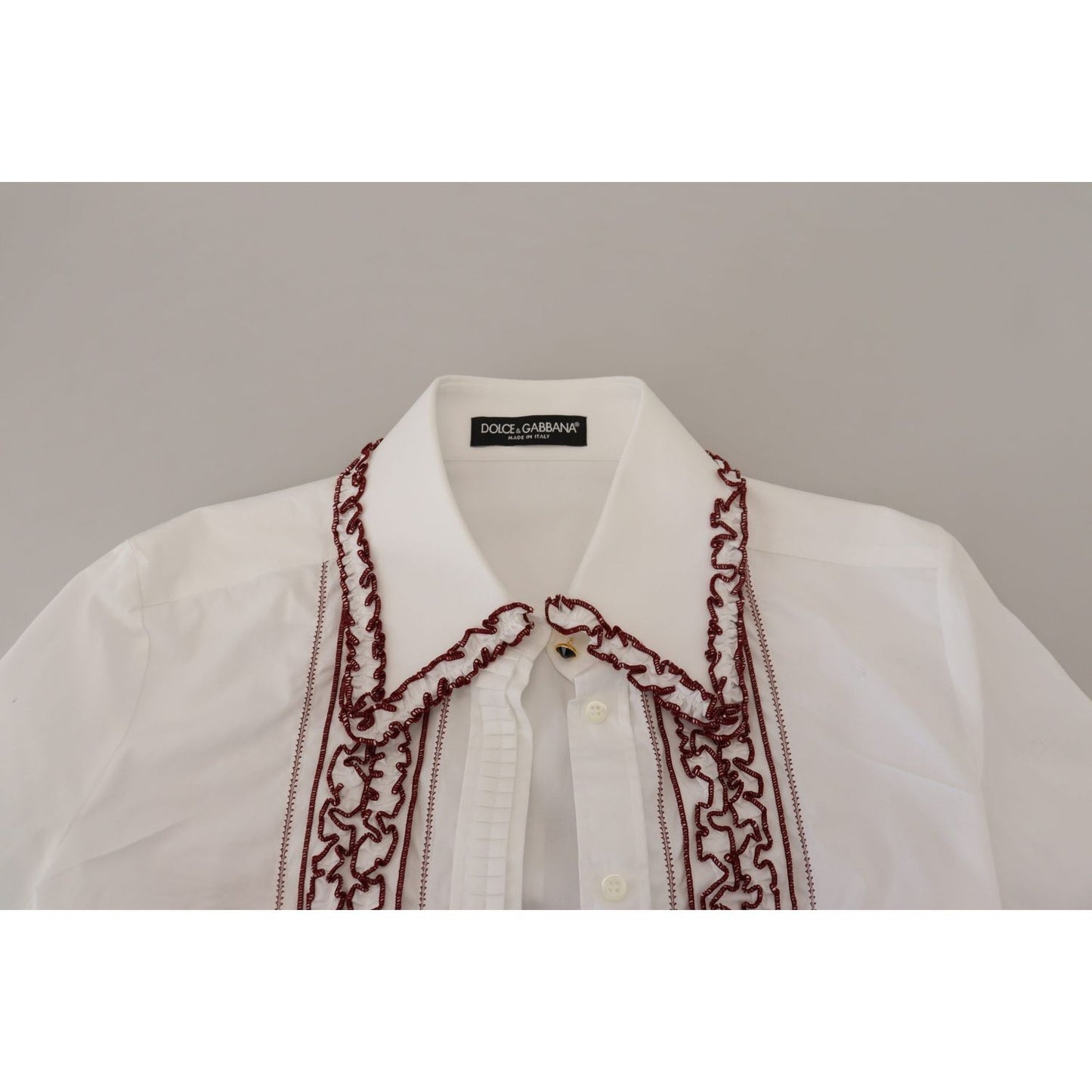 Dolce & Gabbana White Lace Long Sleeves Ruffle Collar Top TSH82991 - 38