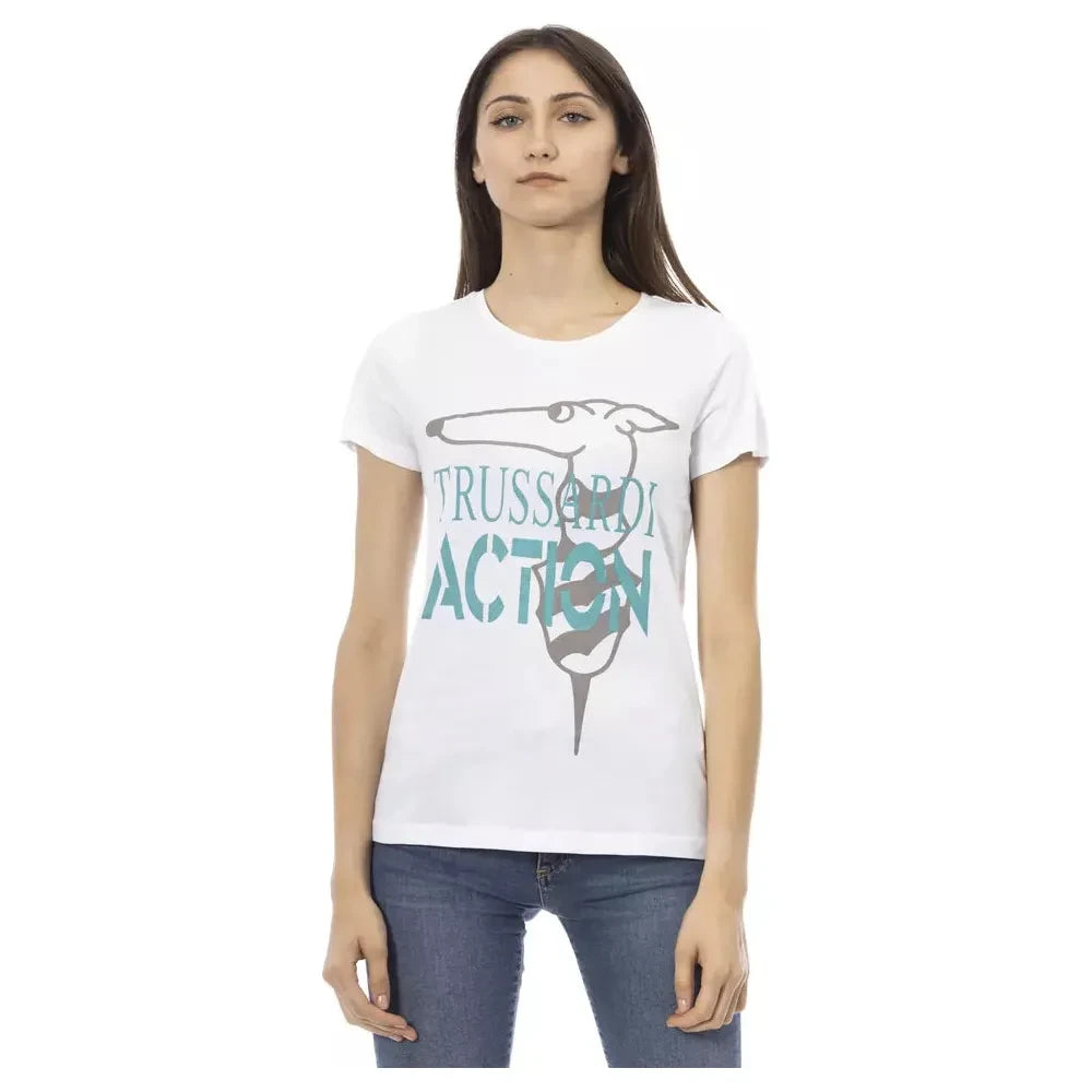 Trussardi Action Chic White Printed Tee: Summer Wardrobe Essential TRAC-22999-M-FBB-119