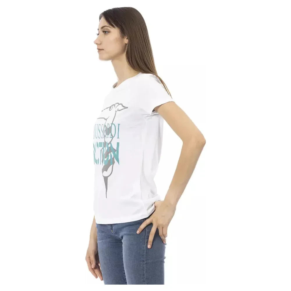 Trussardi Action Chic White Printed Tee: Summer Wardrobe Essential TRAC-22999-M-FBB-119