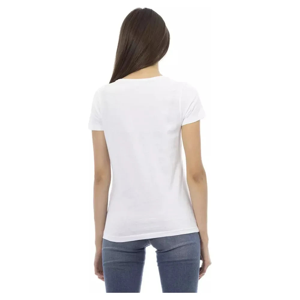 Trussardi Action Chic White Printed Tee: Summer Wardrobe Essential TRAC-22999-M-FBB-119