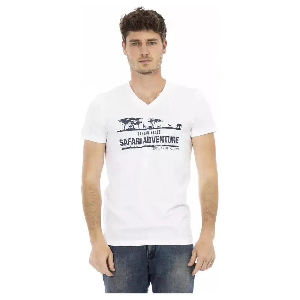 Trussardi Action White Cotton Men T-Shirt TR-22827-L