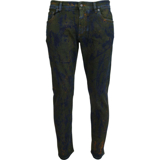 Dolce & Gabbana Blue Green Skinny Cotton Denim Jeans
