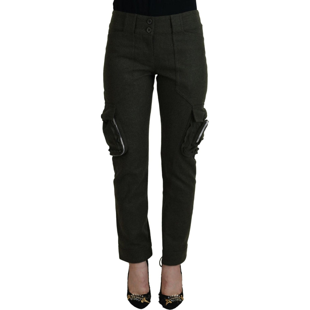 Ermanno Scervino Green Lace Up Leg Women Tapered Pants PAN74092- 40