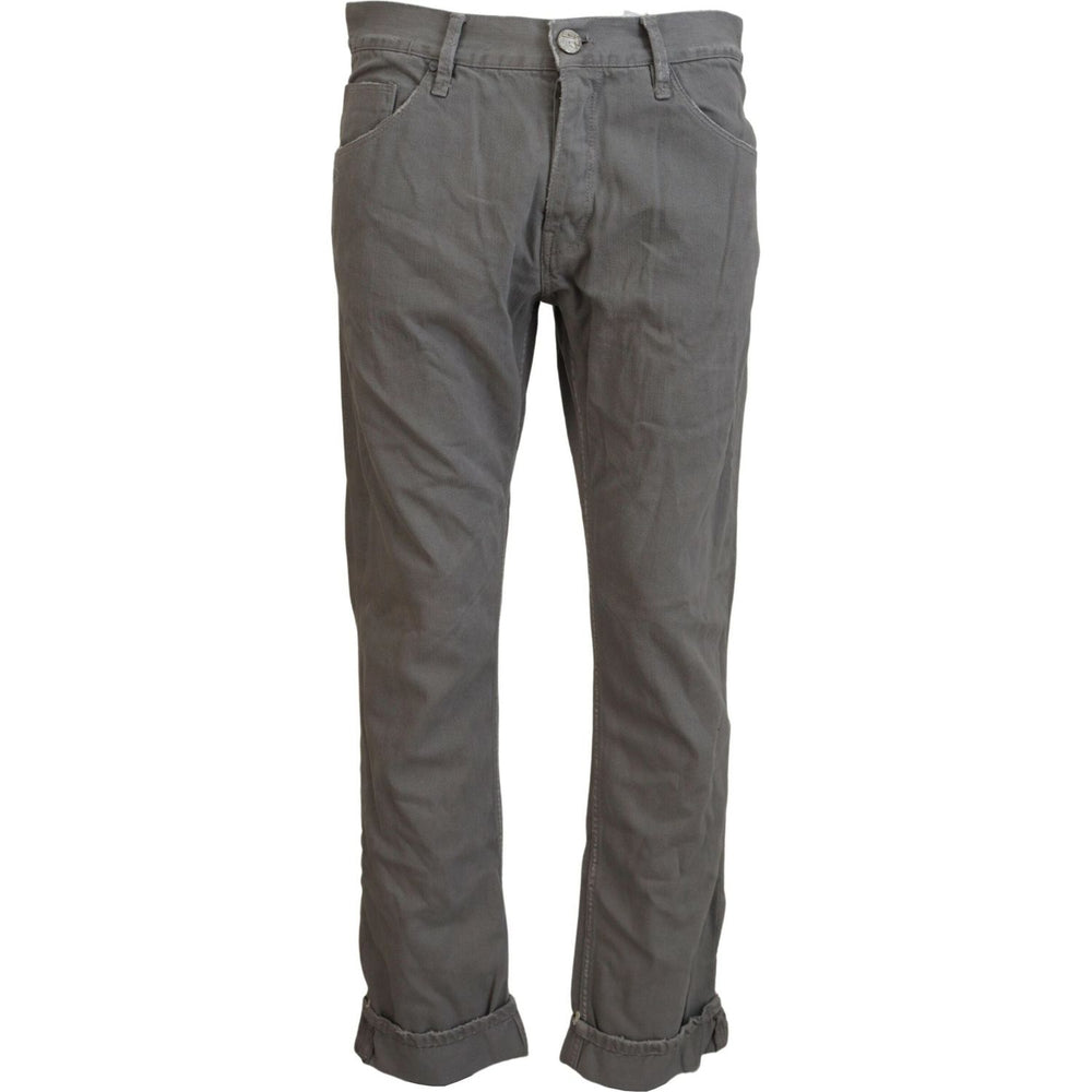 Acht Gray Cotton Straight Fit Folded Hem Casual Denim Jeans PAN74681-48