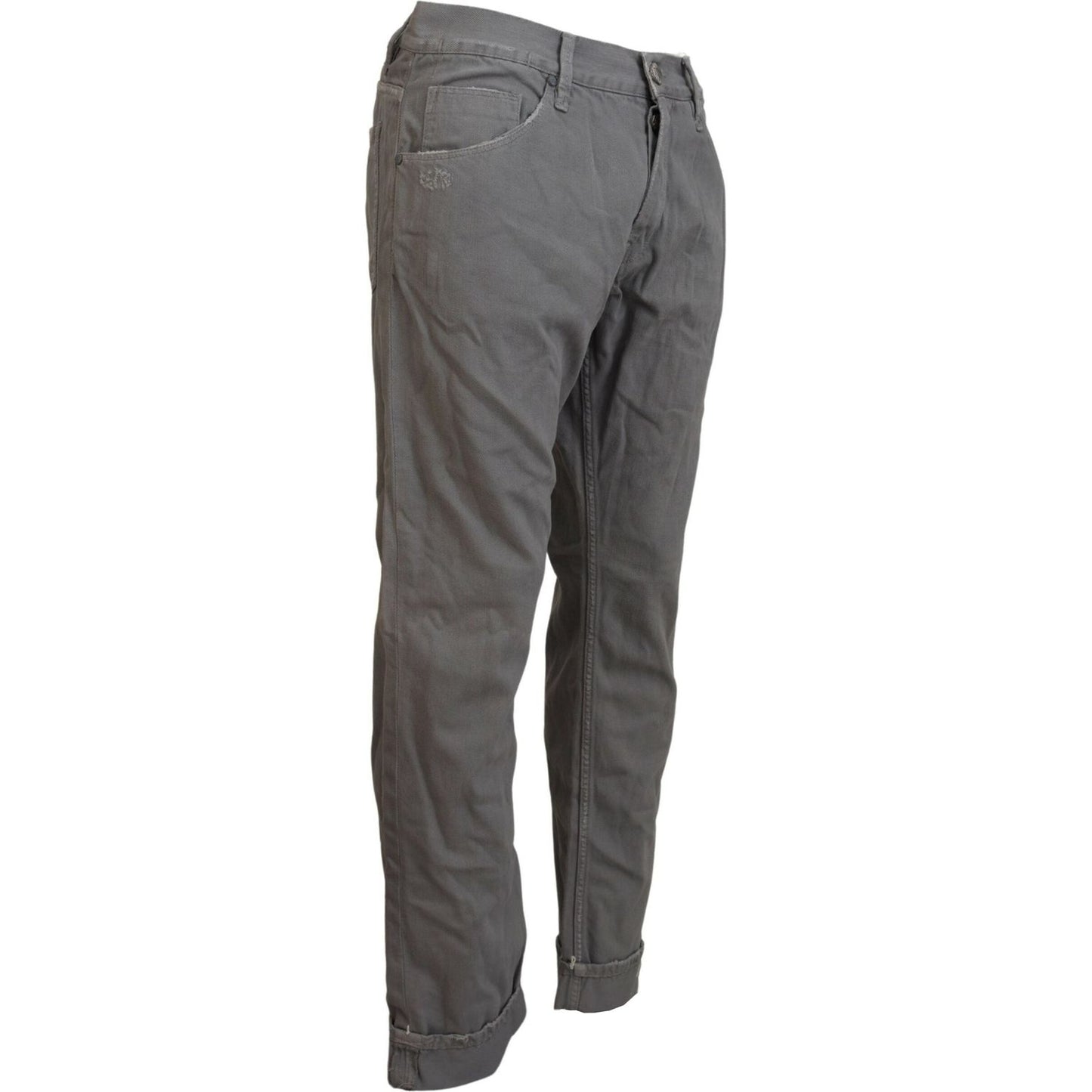 Acht Gray Cotton Straight Fit Folded Hem Casual Denim Jeans PAN74681-48