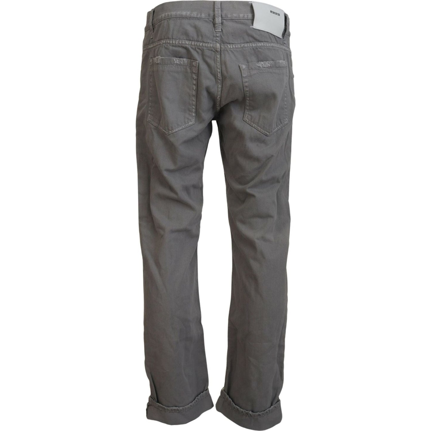 Acht Gray Cotton Straight Fit Folded Hem Casual Denim Jeans PAN74681-48