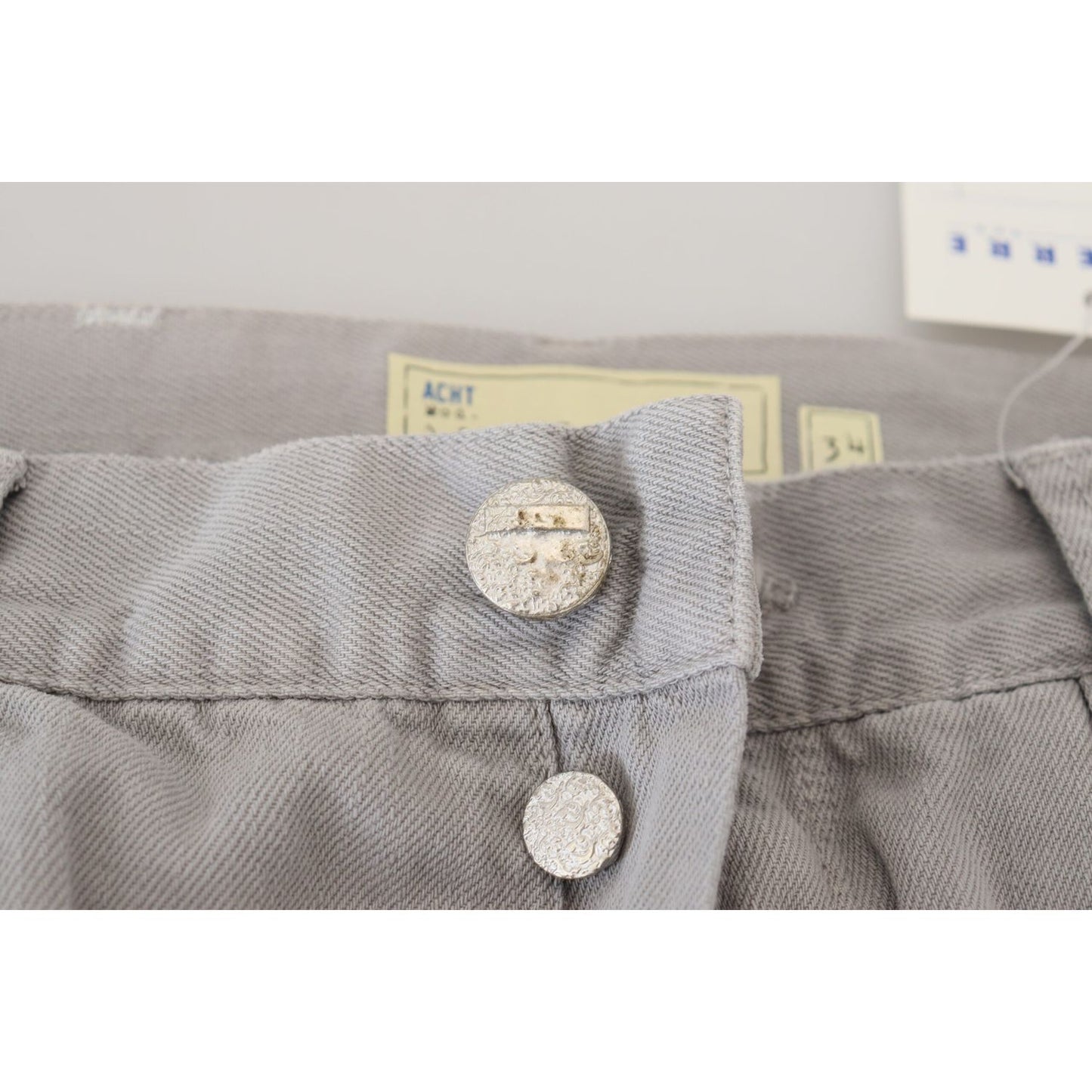 Acht Gray Cotton Straight Fit Folded Hem Casual Denim Jeans PAN74681-48