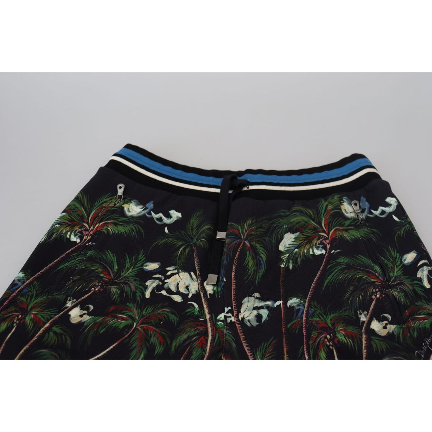 Dolce & Gabbana Black Cotton Volcano Print Casual Shorts